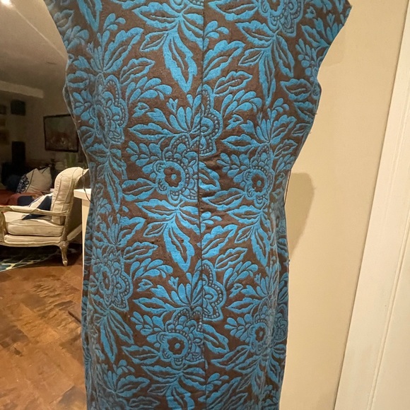 Turquoise and brown sheath dress - Picture 8 of 9